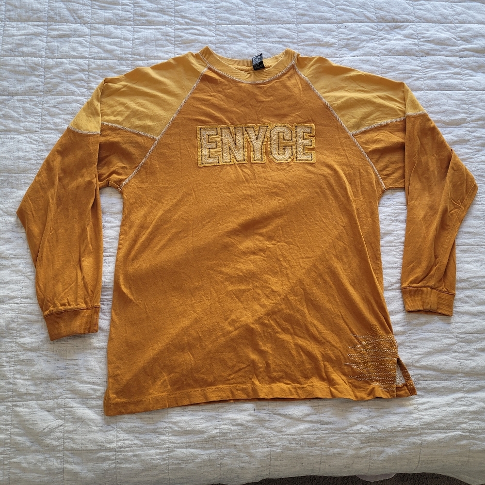 Enyce Men's Long Sleeve Orange Spellout Tee Shirt XL